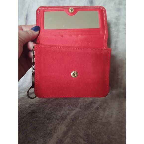 VTG Lillian Vernon Red Suede Genuine Leather Card Holder Make-up Pouch Wallet - Picture 6 of 8
